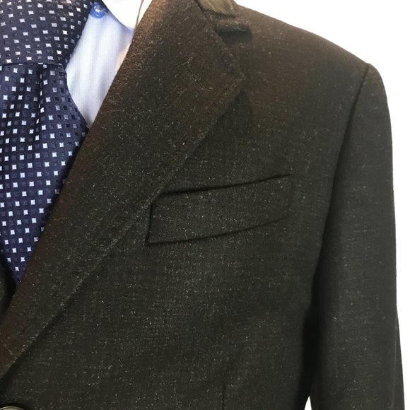 M&S Mens Wool Rich Overcoat Jacket Black Chest 38-40" Velvet Collar Business - Picture 5 of 12